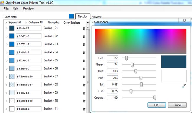SharePoint color paletter tool